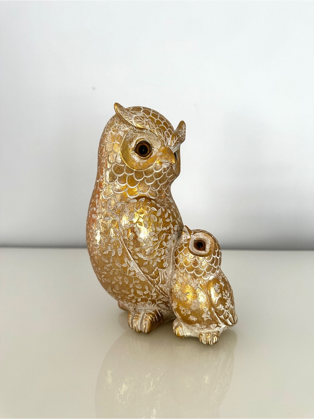 Gold Owl Figurine Home Art Decor - Decorative Owls